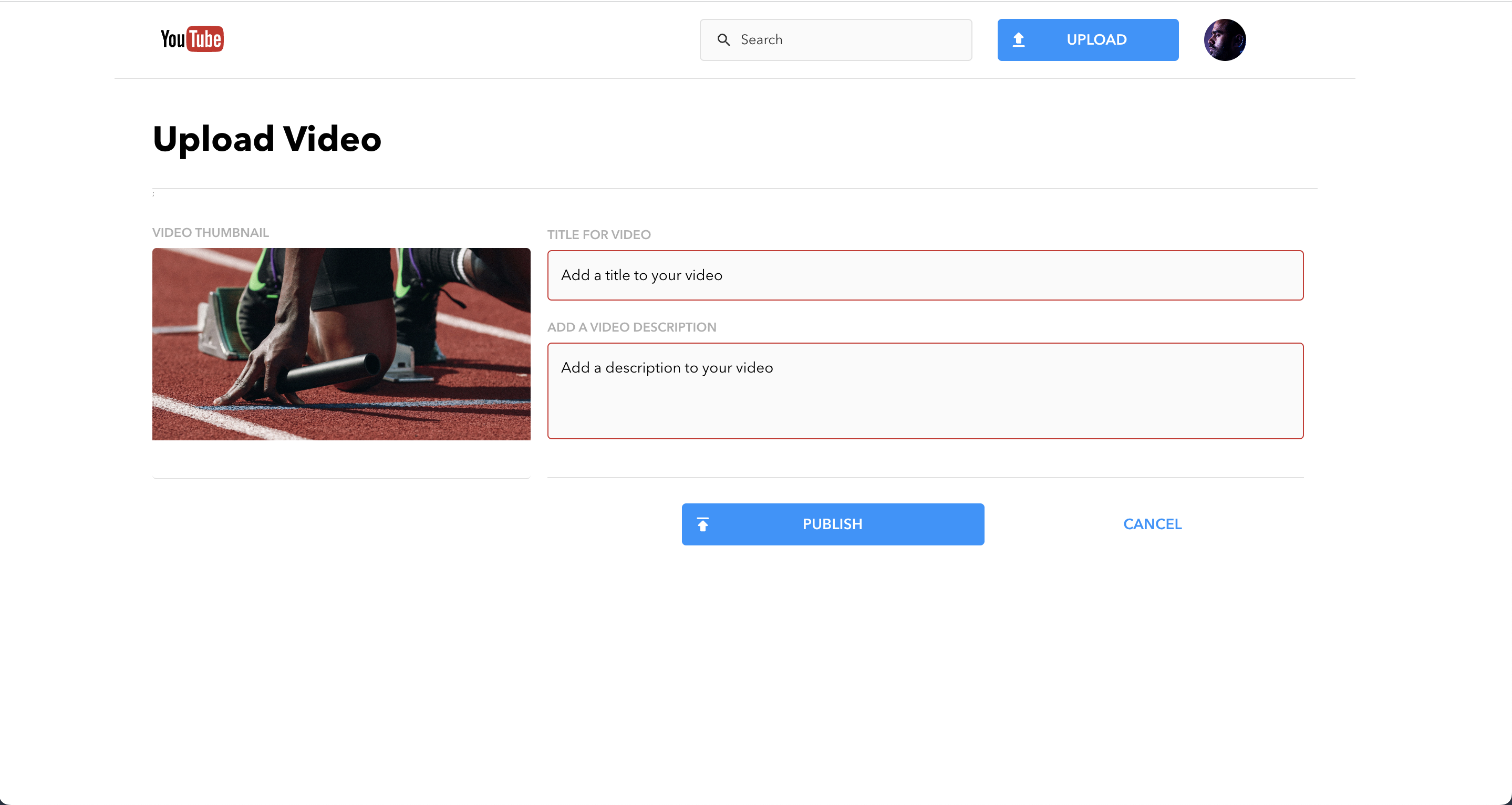 Upload new video Page